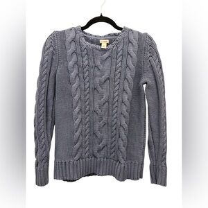 L.L. Bean Women's Vintage Cable Knit Sweater - Blue Fisherman - Size Small Pet